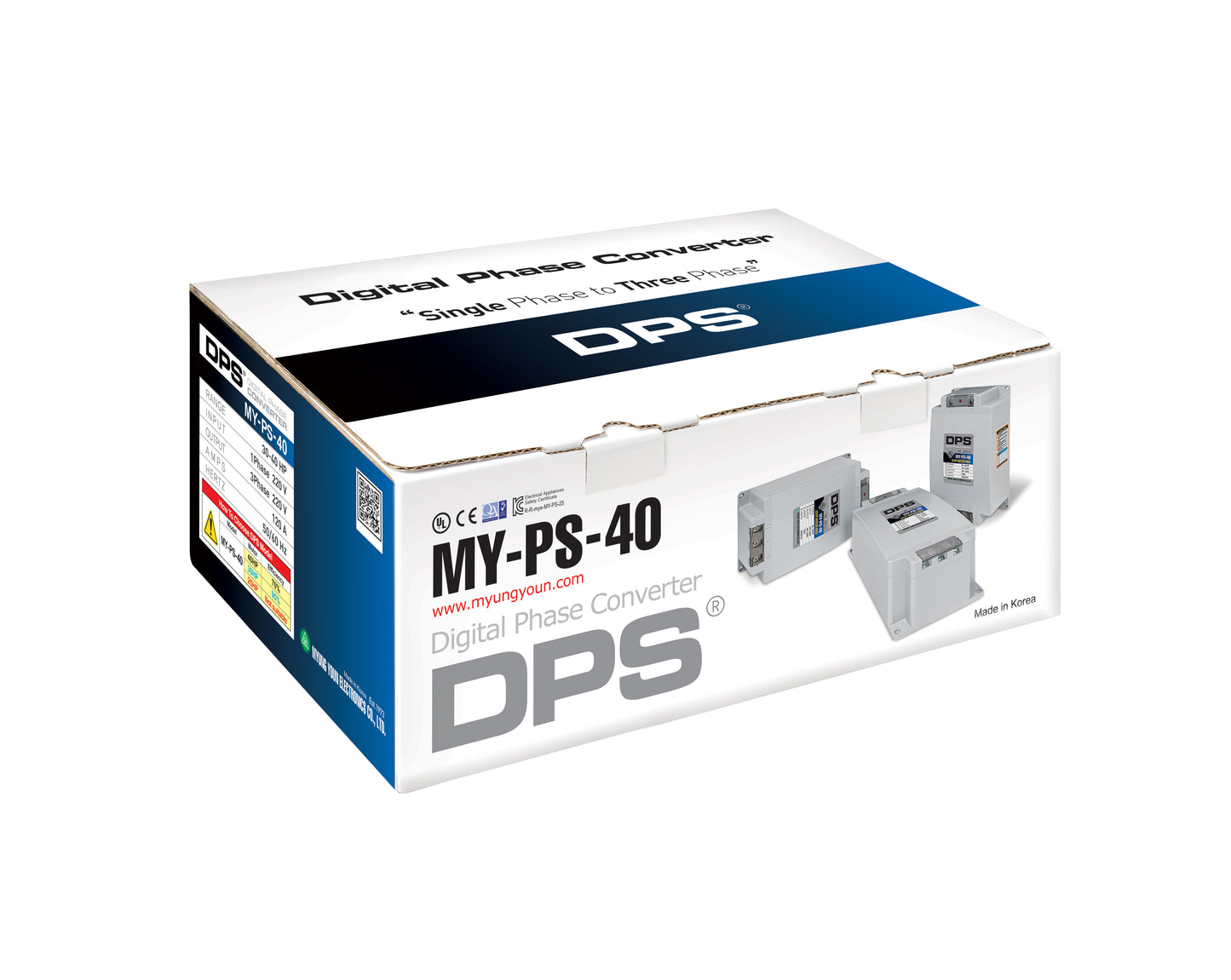 DPS Used for 30HP(22.5kW) 90A Motor, Single to 3 Phase Converter, MY-PS-40, 1 DPS Must Be Used for 1 Motor Only, Input/Output 200-240V, UL Listed