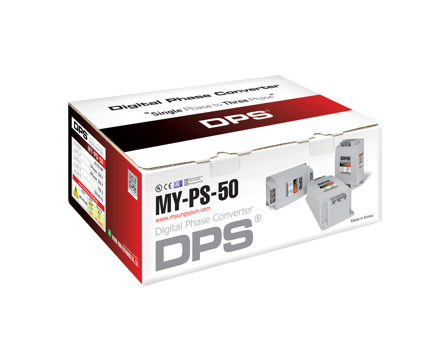 DPS Used for 40HP(30kW) 120A Motor, Single to 3 Phase Converter, MY-PS-50, 1 DPS Must Be Used for 1 Motor Only, Input/Output 200-240V, UL Listed