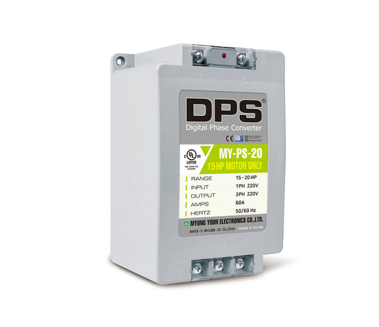 DPS Used for 15HP(11kW) 45A Motor, Single to 3 Phase Converter, MY-PS-20, 1 DPS Must Be Used for 1 Motor Only, Input/Output 200-240V, UL Listed