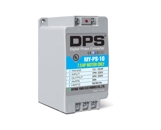 Single-Phase to 3-Phase Converter, MY-PS-10 Must Be Only Used for 7.5HP(5.5kW) 23A 220V 3-Phase Motor, One DPS Must Be Used for One Motor Only